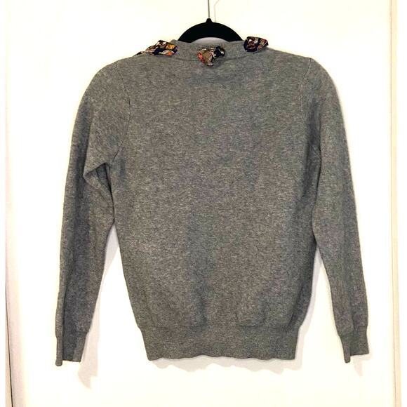 Soft Thick Heather Grey Sweater with Woven Scarf - Picture 6 of 6